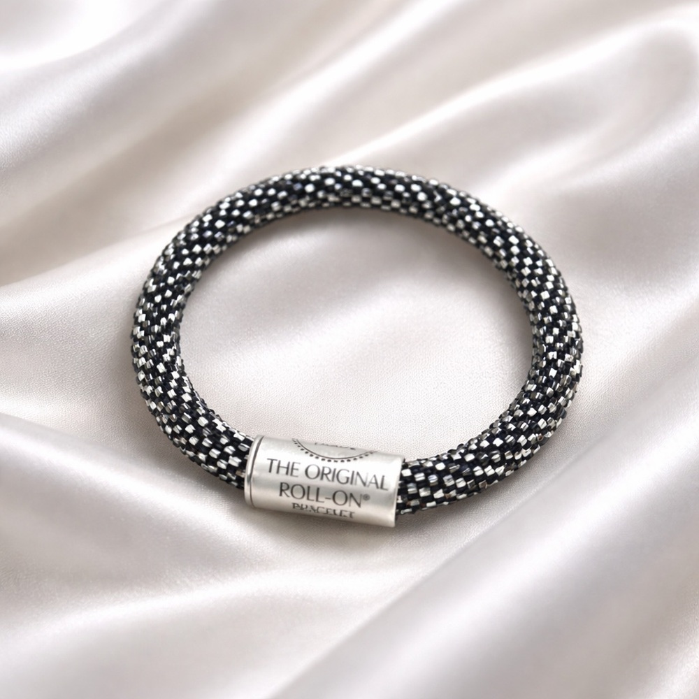 THE ORIGINAL Roll-On Black & White Beaded Bracelet